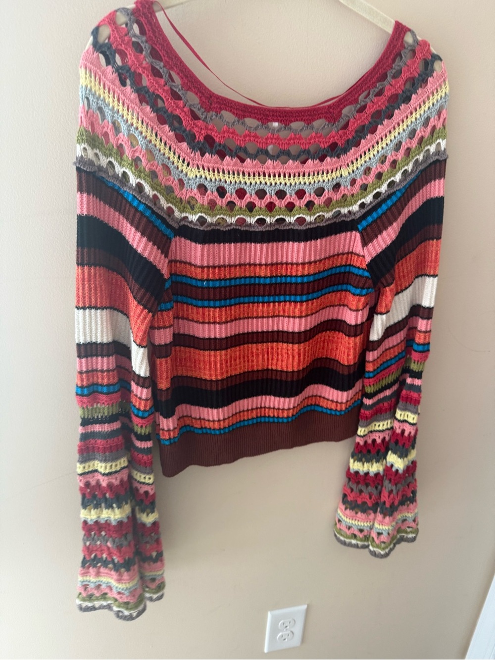 Free People Heart and Soul Crocheted Boho Sweater size Small - Picture 4 of 7